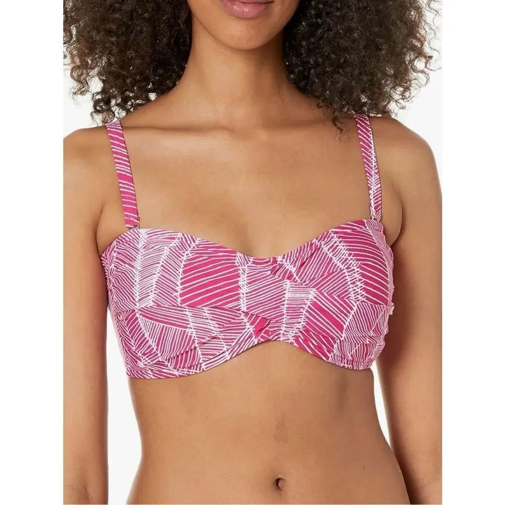 DKNY Women's Swim Strapless Bikini Top Bathing Suit,Hot Pink, XS, NWT